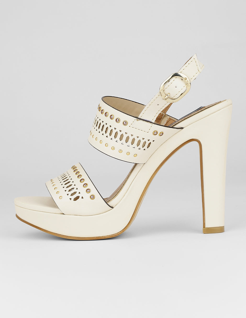 Sandalia con tacón Exterior Piel vegana Color Late Para Mujer De RBCOLLECTION