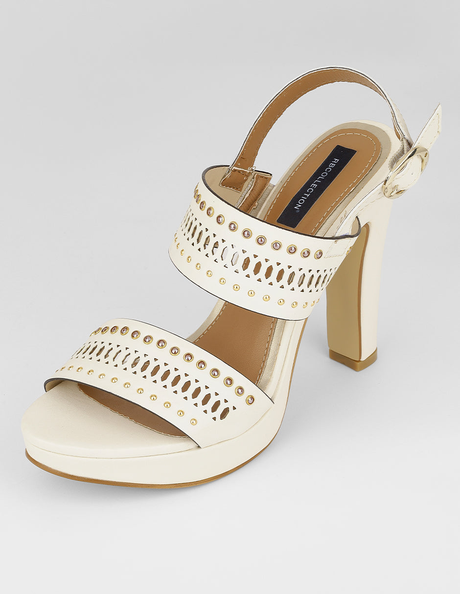 Sandalia con tacón Nevada en Piel vegana – Blanco