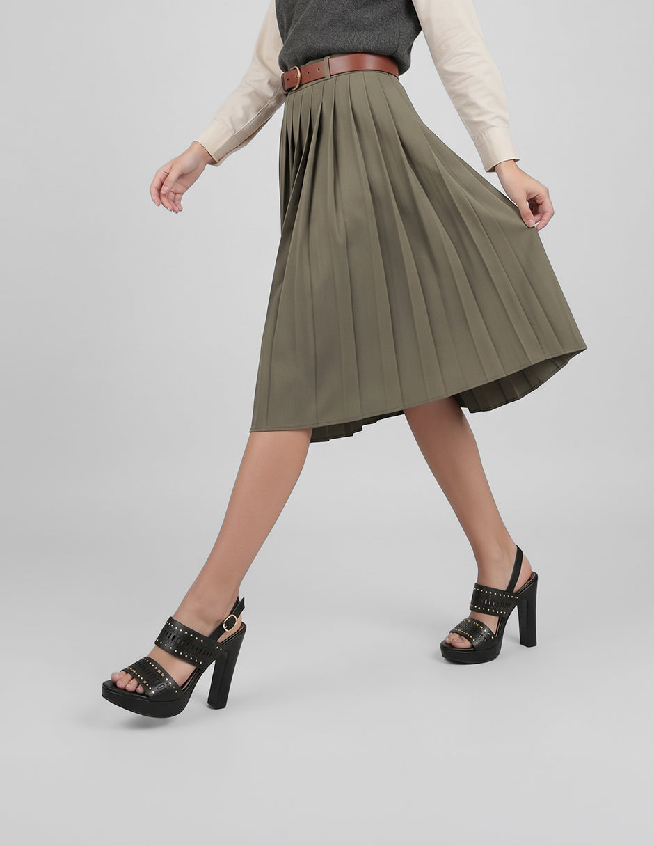 Sandalia con tacón Nevada en Piel vegana – Negro