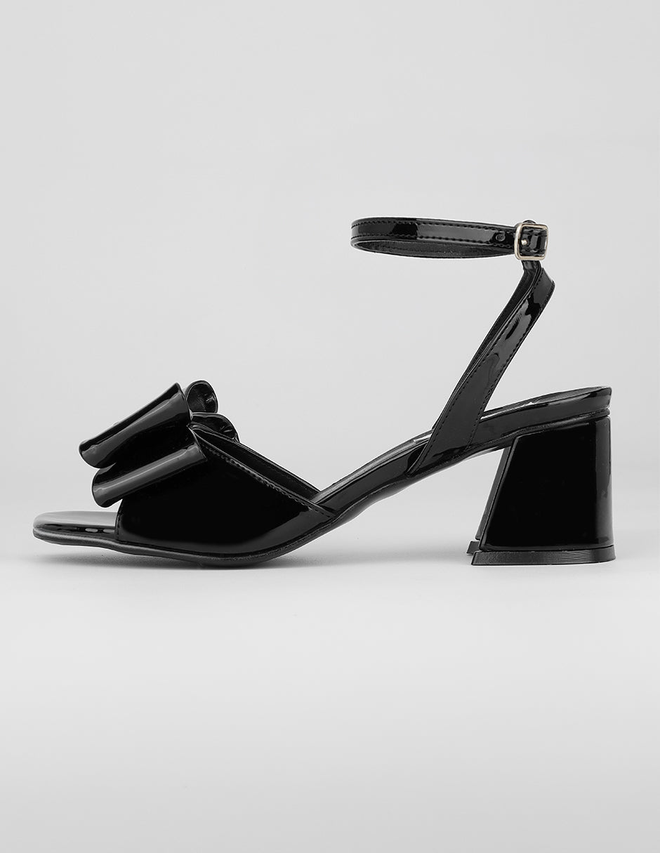 Sandalia con tacón Exterior Charol Color Negro Para Mujer De RBCOLLECTION