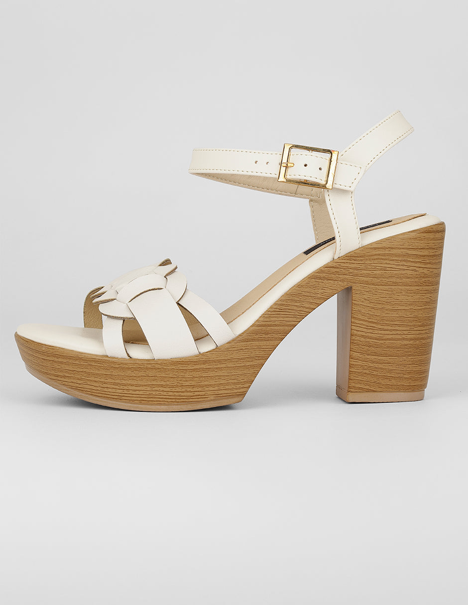 Sandalia con tacón Exterior Piel vegana Color Late Para Mujer De RBCOLLECTION