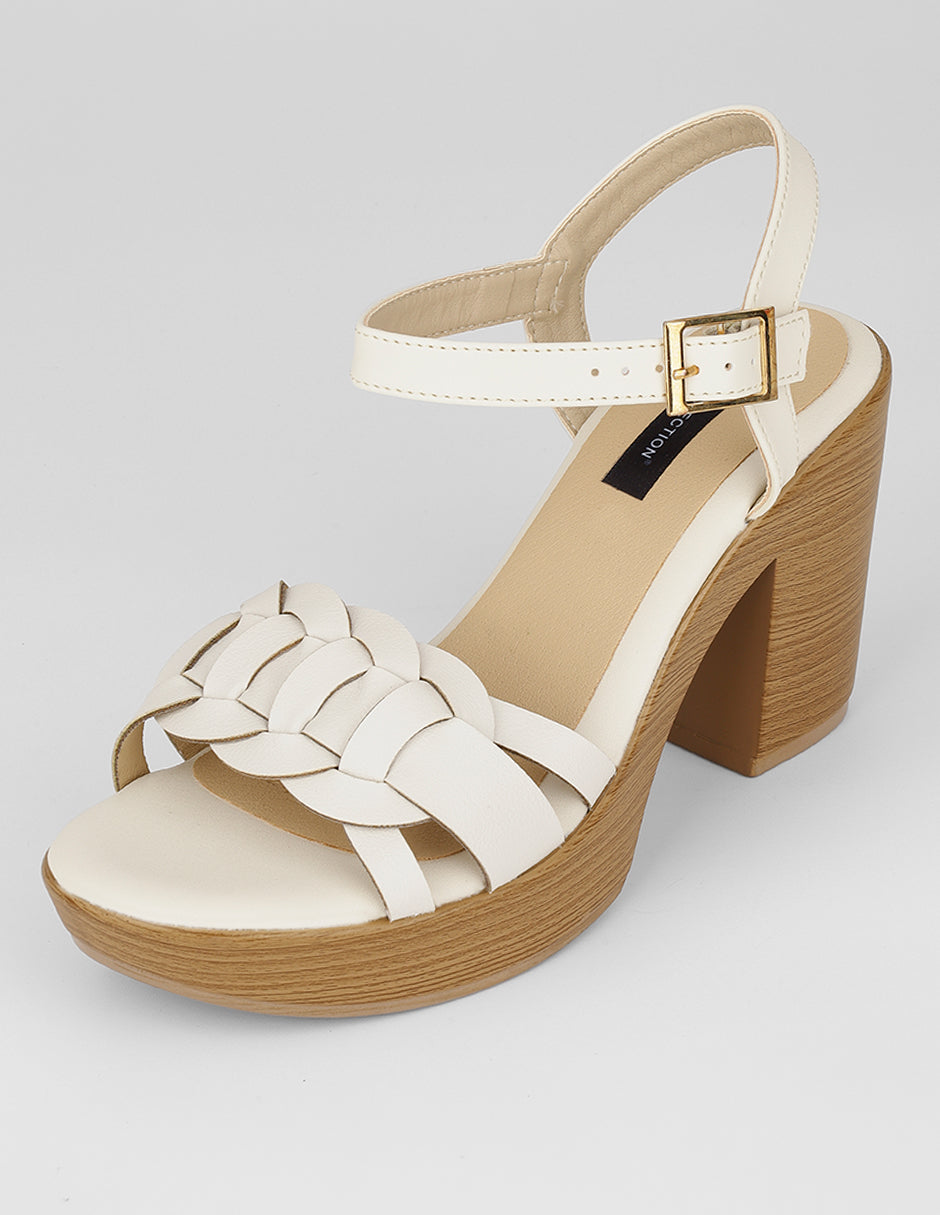 Sandalia con tacón Nevada en Piel vegana – Blanco
