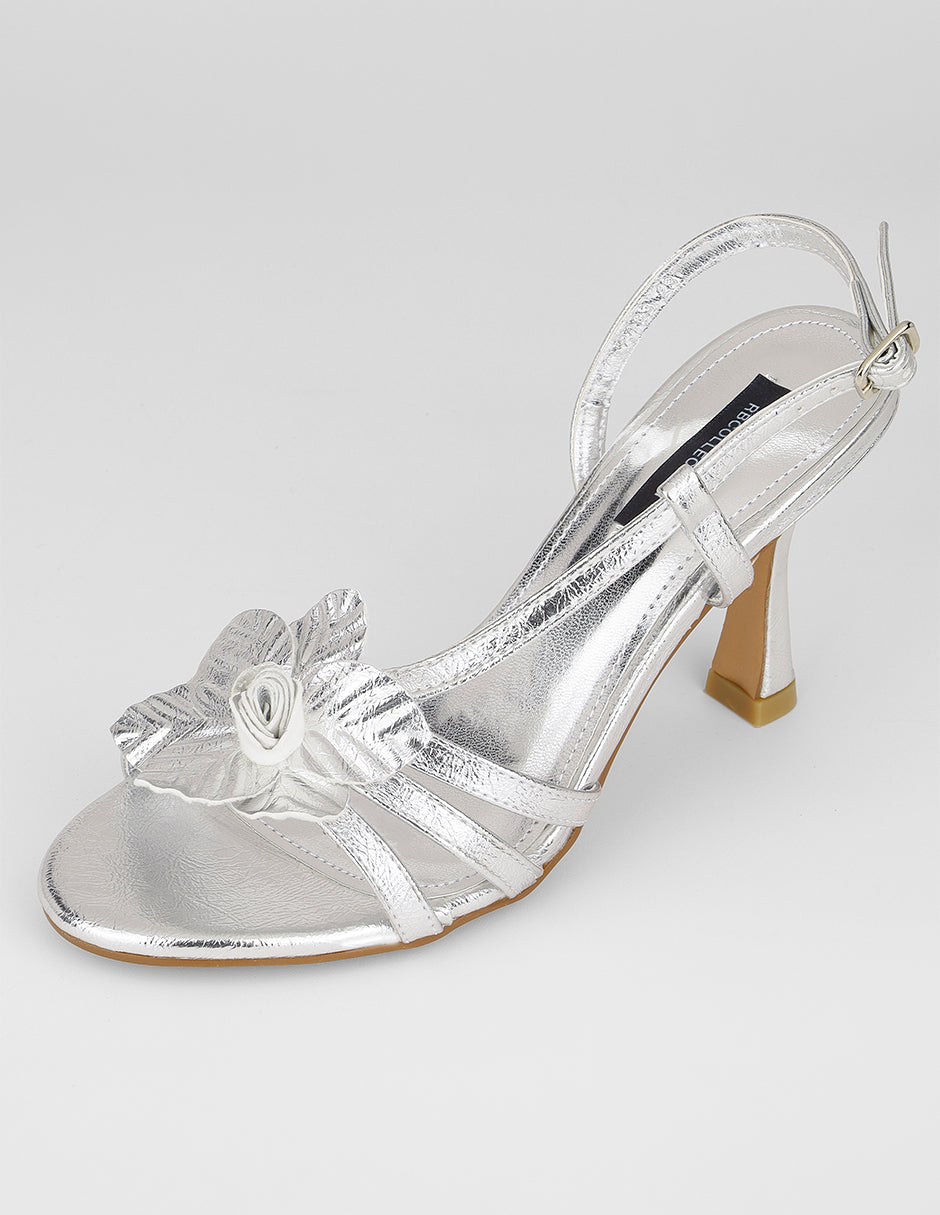 Sandalia con tacón Glowm en Sintético – Plata