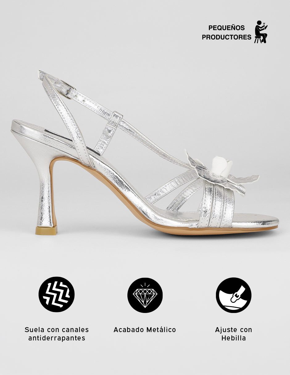 Sandalia con tacón Glowm en Sintético – Plata