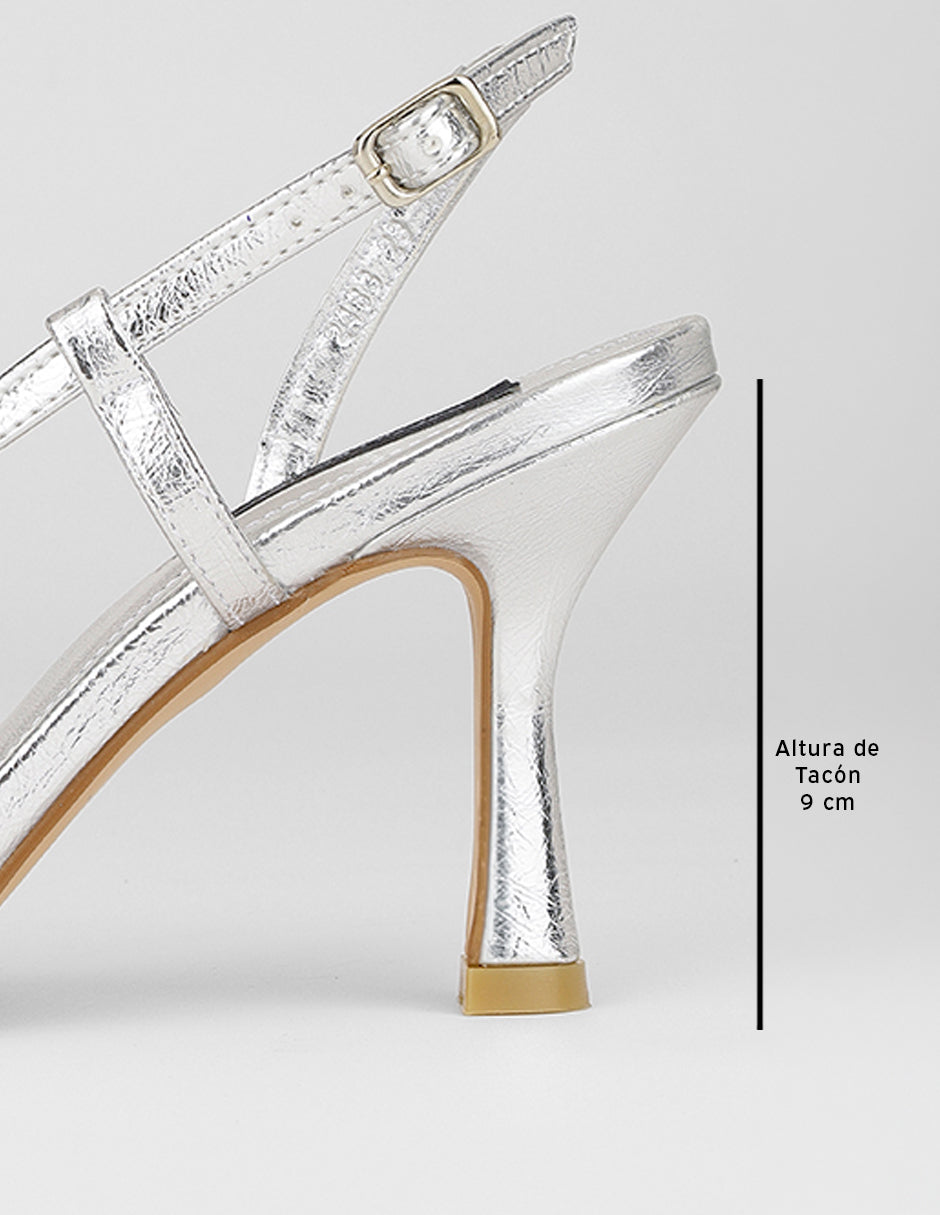 Sandalia con tacón Glowm en Sintético – Plata