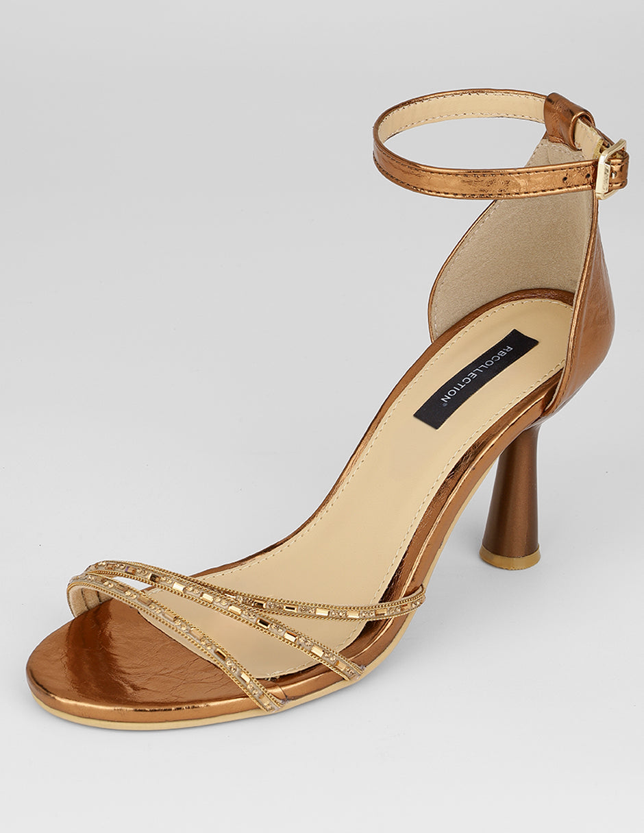 Sandalia con tacón Glowm en Sintético – Dorado