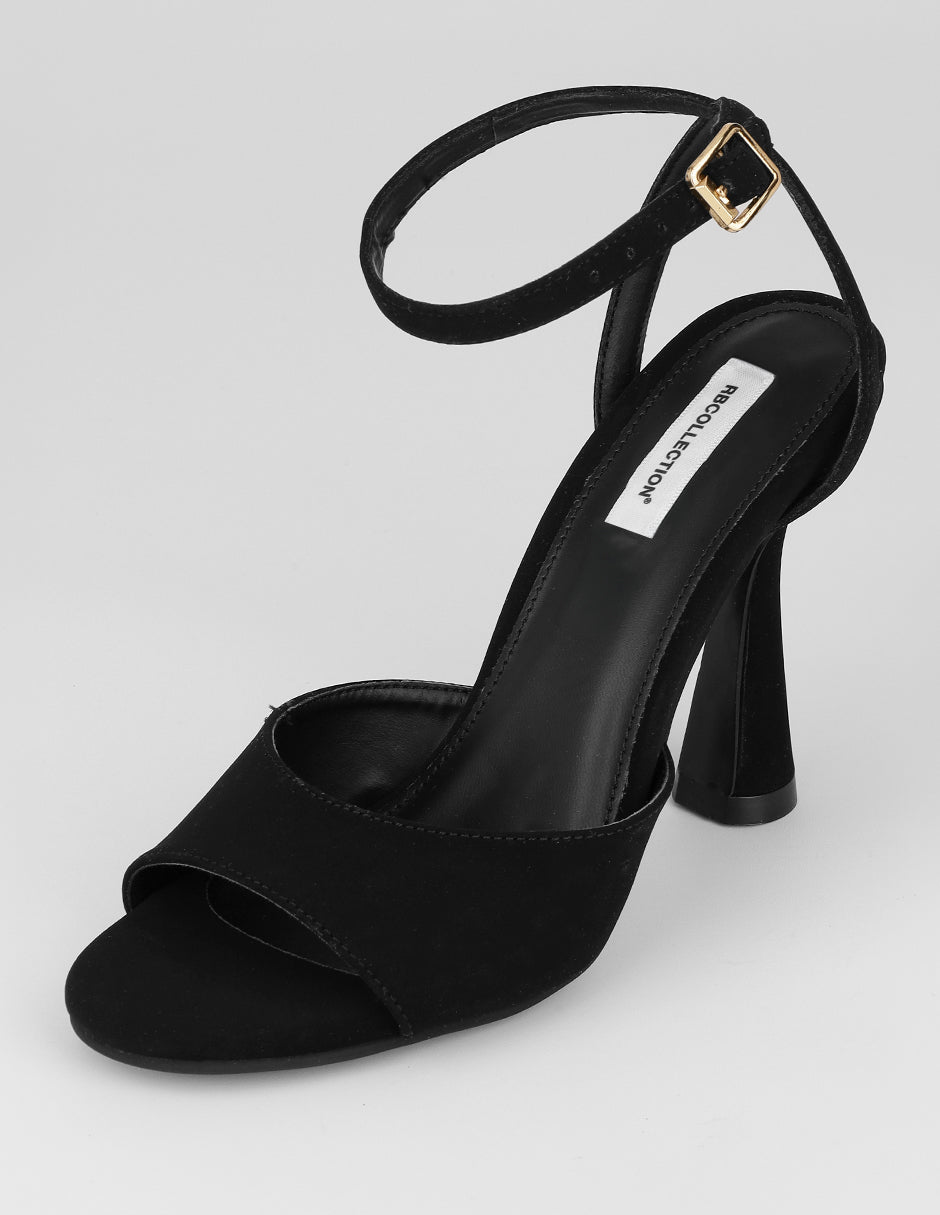 Sandalia con tacón Ave en Textil – Negro