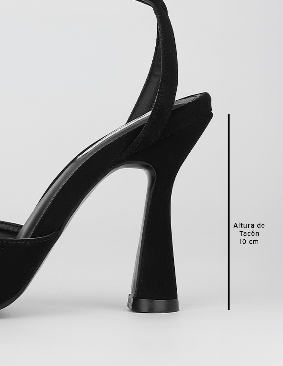 Sandalia con tacón Ave en Textil – Negro