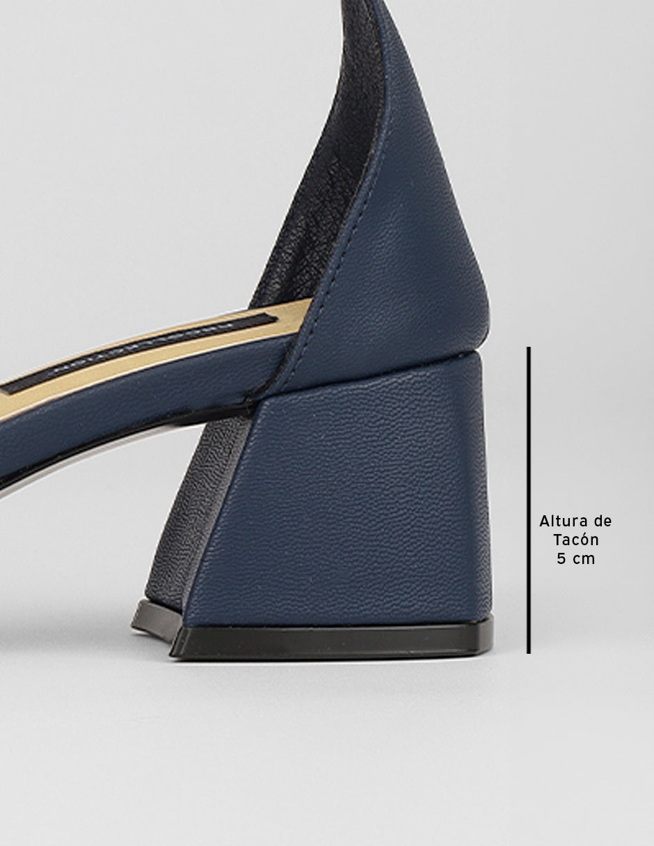 Sandalia con tacón Stela en Piel vegana – Azul