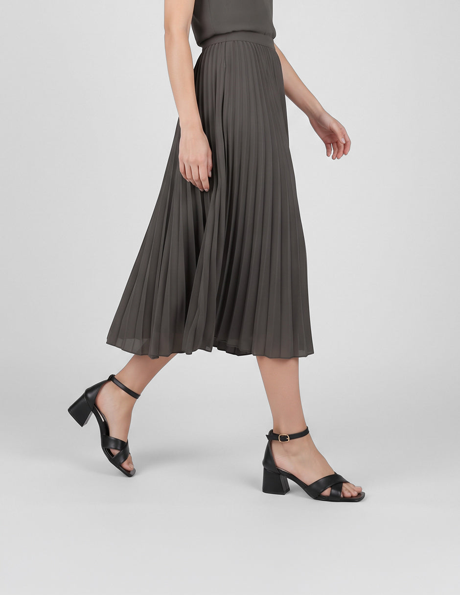 Sandalia con tacón Stela en Piel vegana – Negro