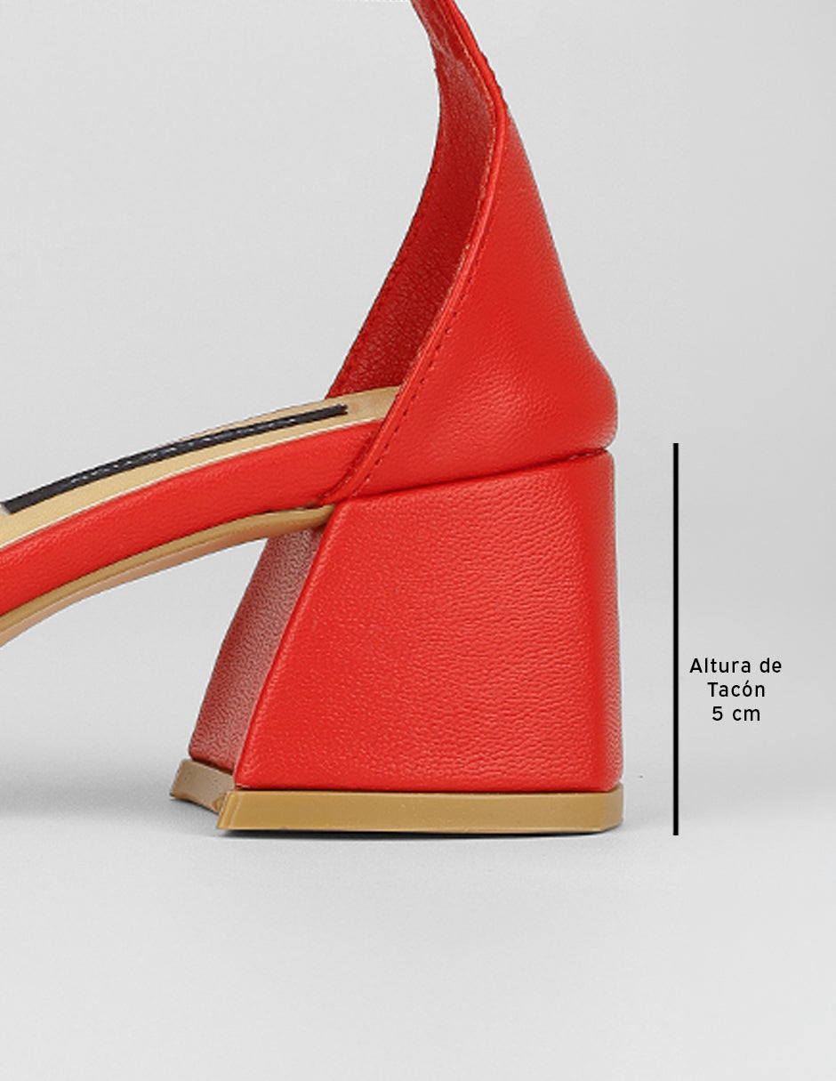 Sandalia con tacón Stela en Piel vegana – Rojo