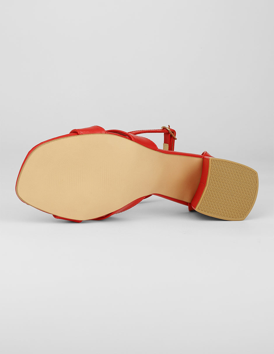 Sandalia con tacón Stela en Piel vegana – Rojo