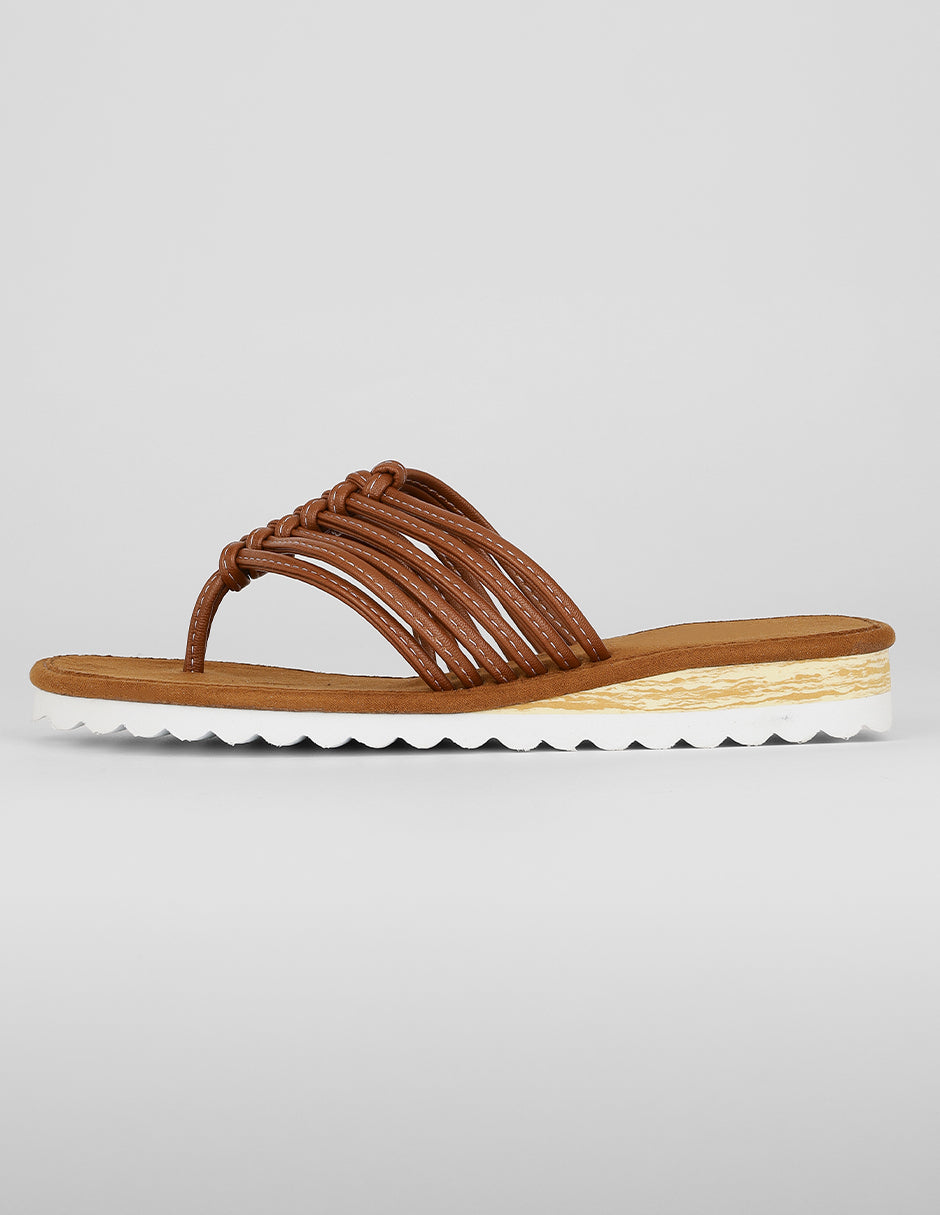 Sandalias de piso Exterior Piel vegana Color Café Para Mujer De RBBASICS