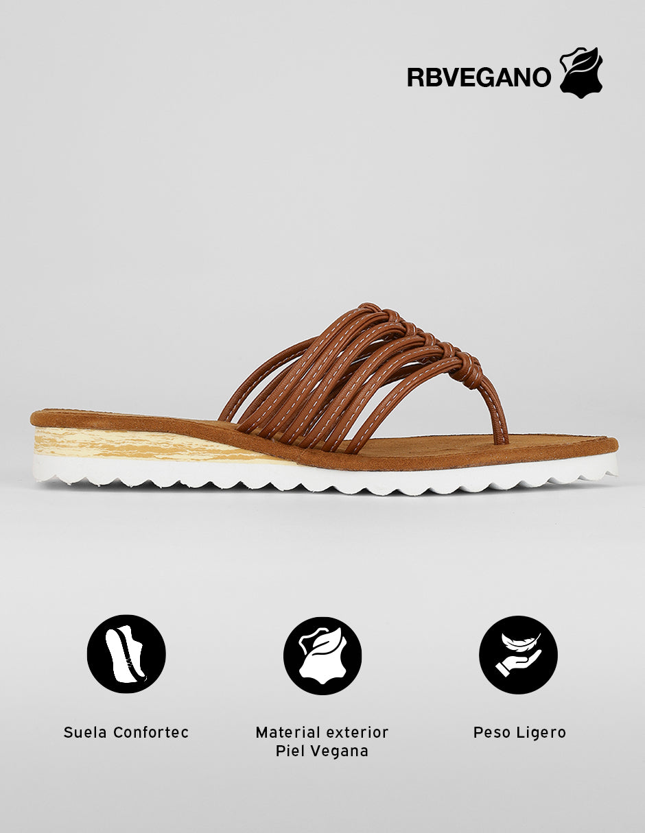 Sandalias de piso Onne en Piel vegana – Café