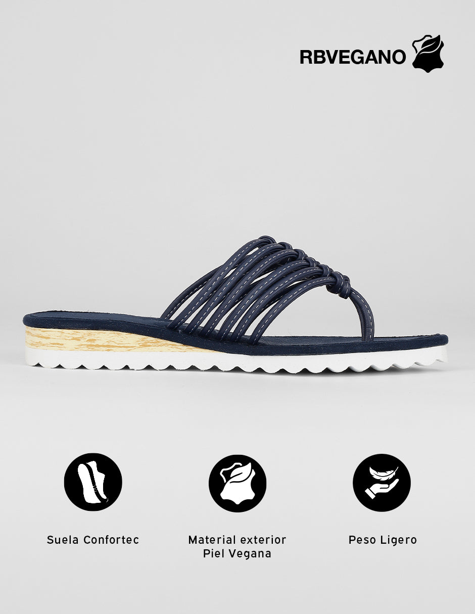 Sandalias de piso Onne en Piel vegana – Azul
