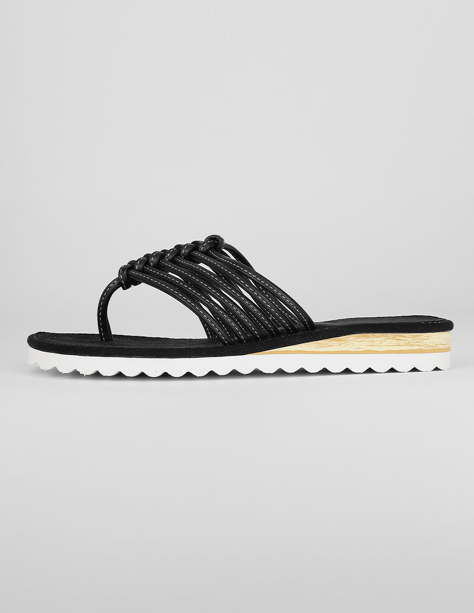 Sandalias de piso Exterior Piel vegana Color Negro Para Mujer De RBBASICS