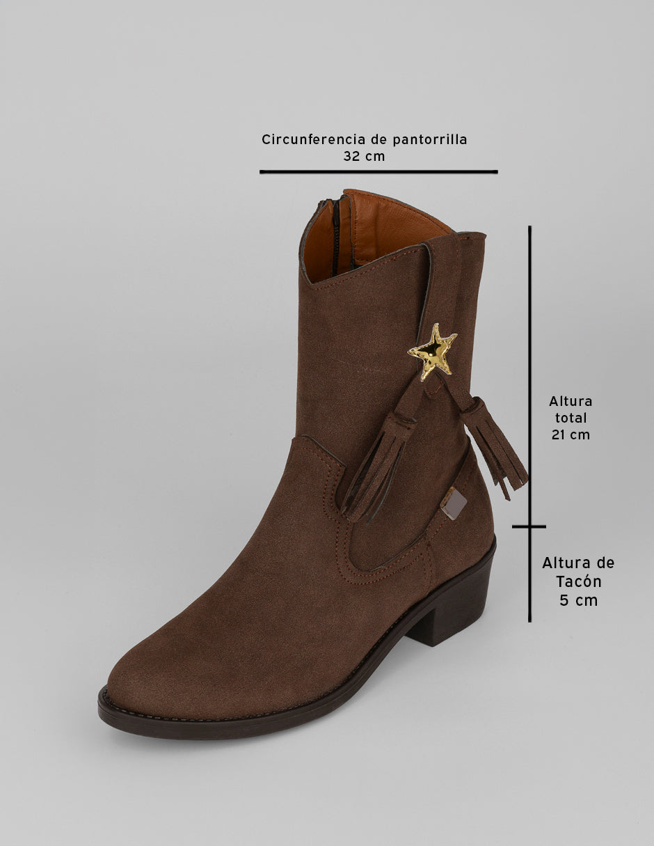 Botín con tacón West en Textil – Café