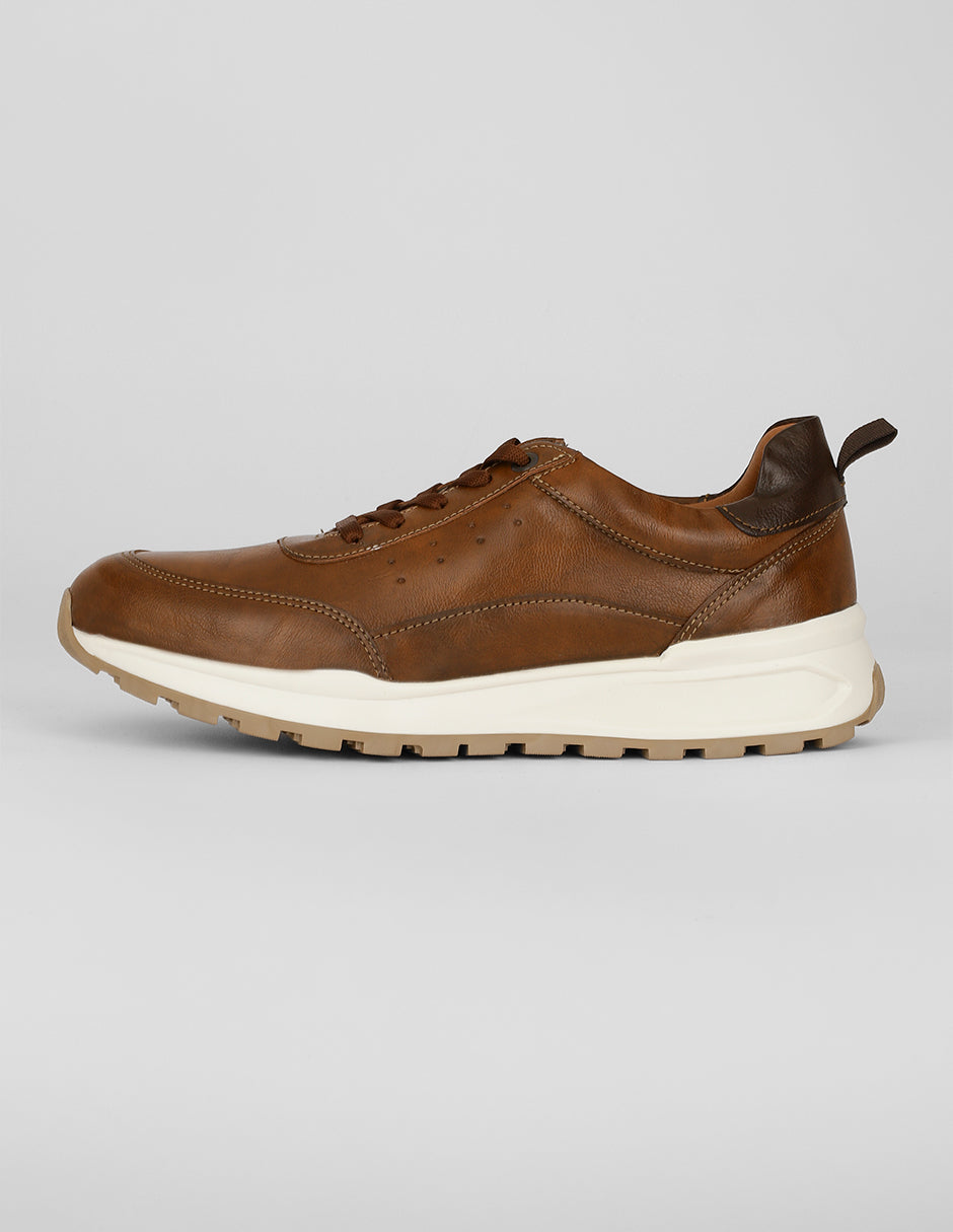 Tenis tipo deportivo Exterior Piel vegana Color Café Para Hombre De RBCOLLECTION