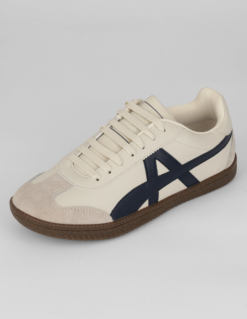 Tenis con cordones Sam en Piel vegana – Beige