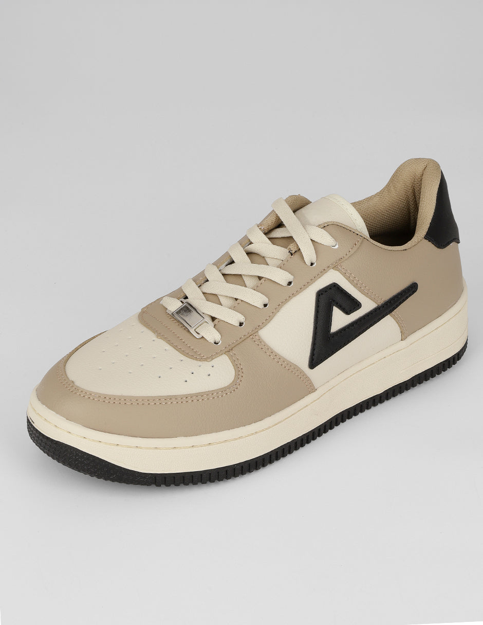 Tenis con cordones Urban en Piel vegana – Beige