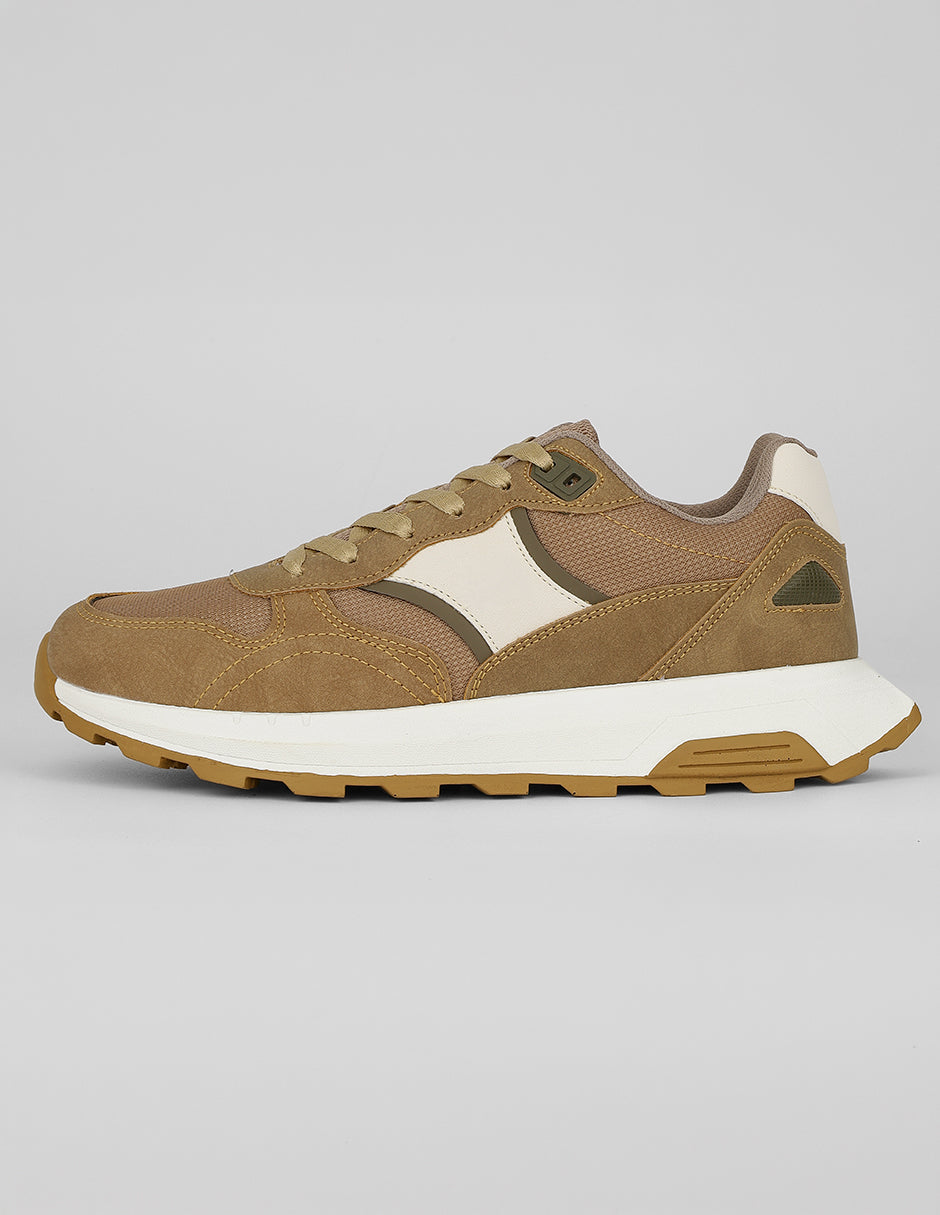 Tenis tipo deportivo Exterior Textil Color Camel Para Hombre De RBCOLLECTION
