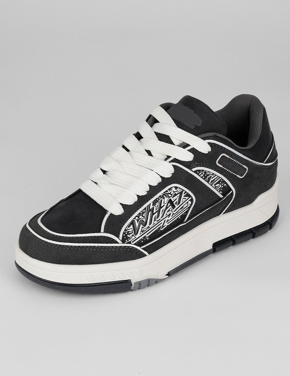 Tenis con cordones Urban en Piel vegana – Gris
