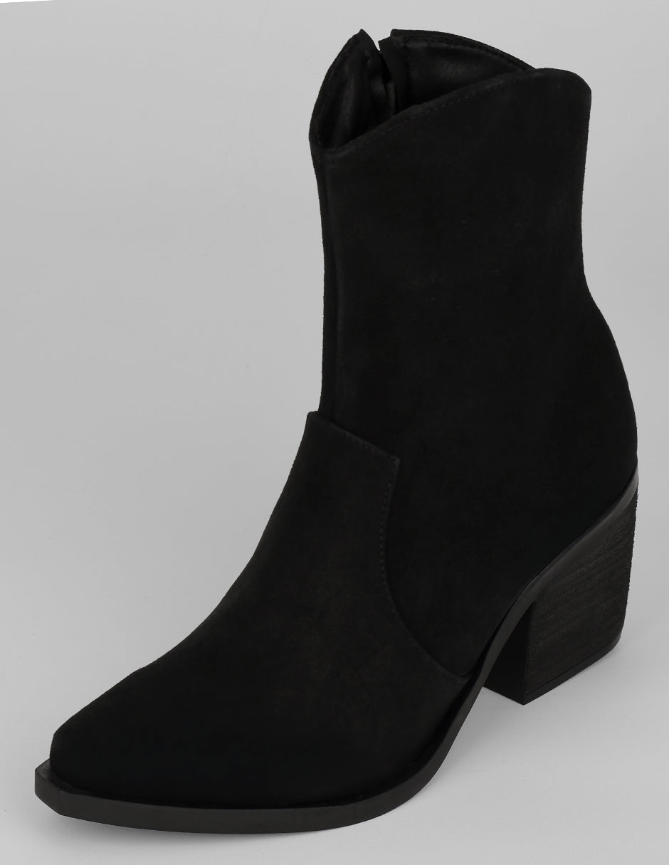 Botín con tacón West en Textil – Negro