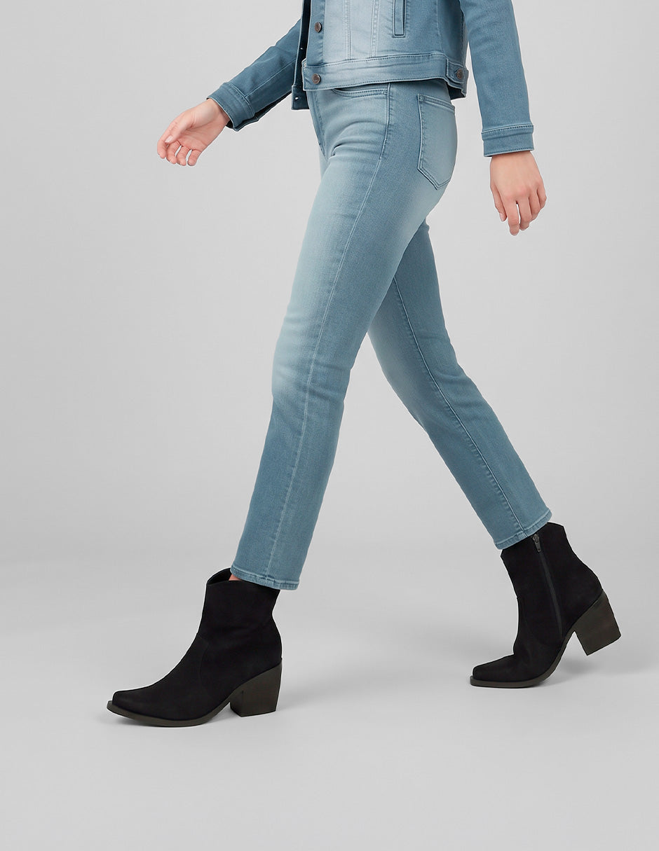Botín con tacón West en Textil – Negro
