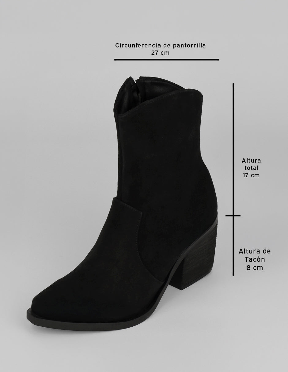 Botín con tacón West en Textil – Negro
