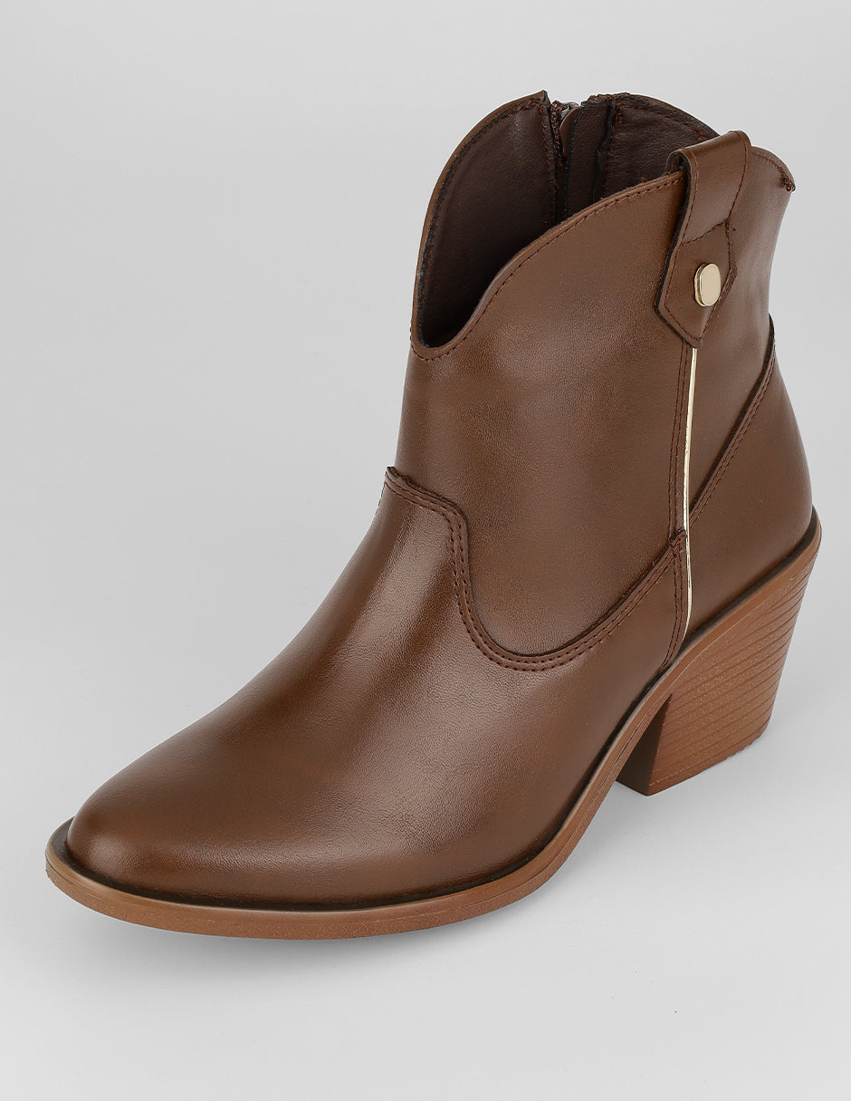 Botas tipo western West en Piel vegana – Café