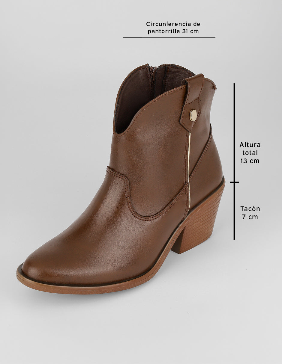 Botas tipo western West en Piel vegana – Café
