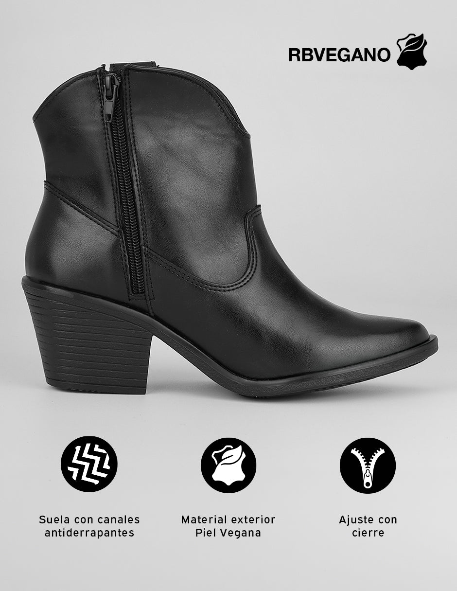 Botas tipo western West en Piel vegana – Negro