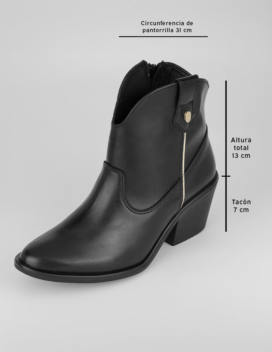 Botas tipo western West en Piel vegana – Negro