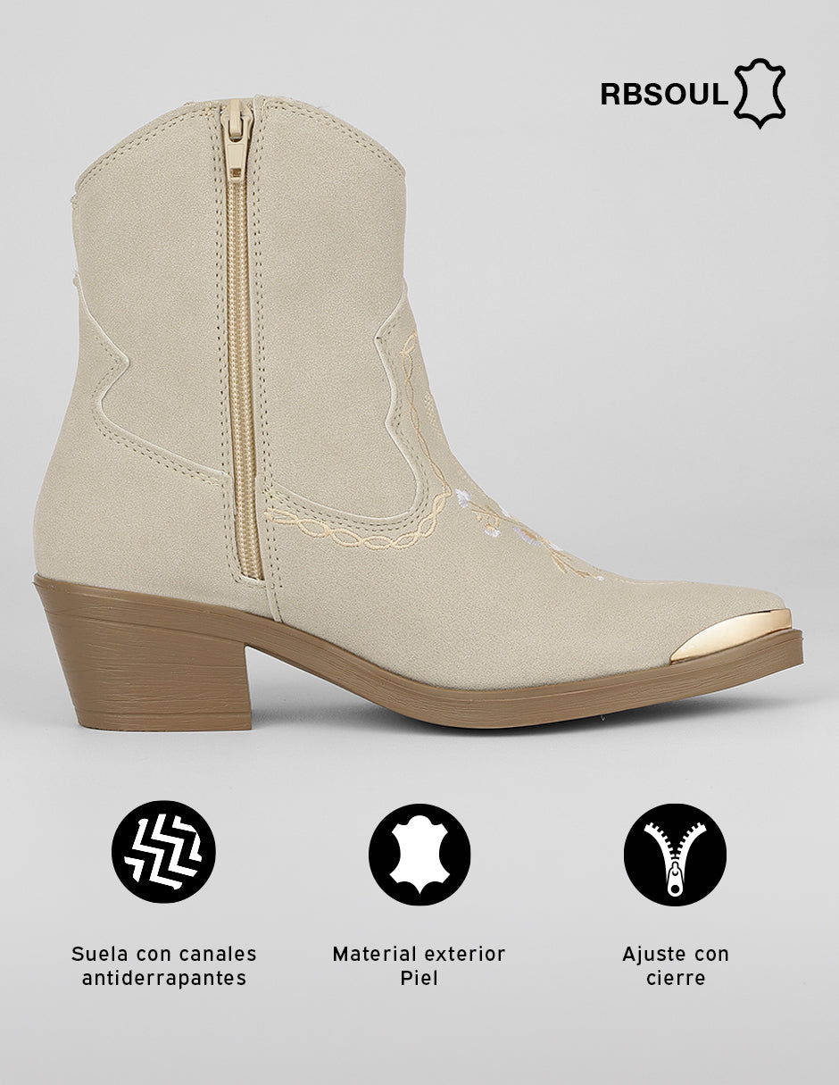 Botas tipo western West en Piel – Blanco