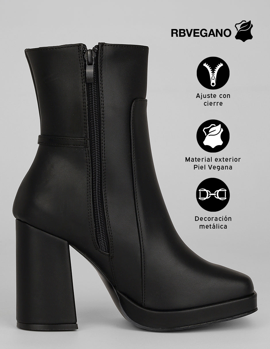 Botín con tacón Delta en Piel vegana – Negro