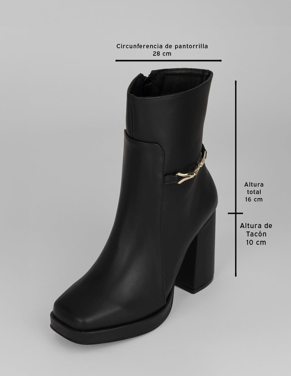 Botín con tacón Delta en Piel vegana – Negro