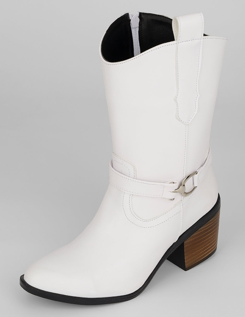 Botín con tacón West en Piel vegana – Blanco