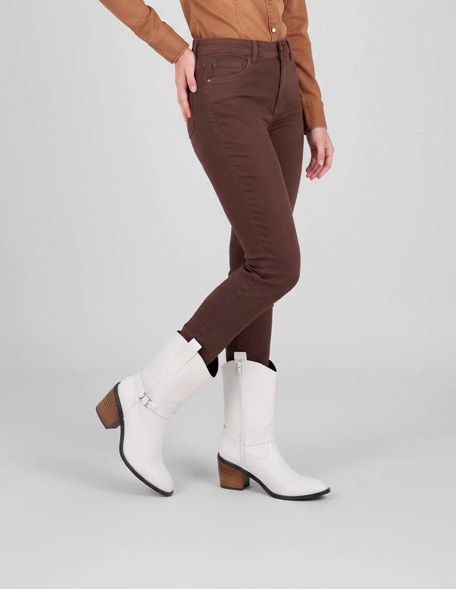 Botín con tacón West en Piel vegana – Blanco