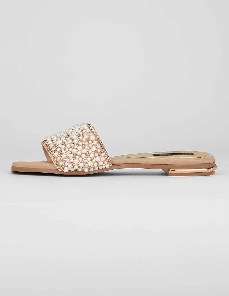 Sandalias de piso Exterior Sintético Color Beige Para Mujer De RBCOLLECTION