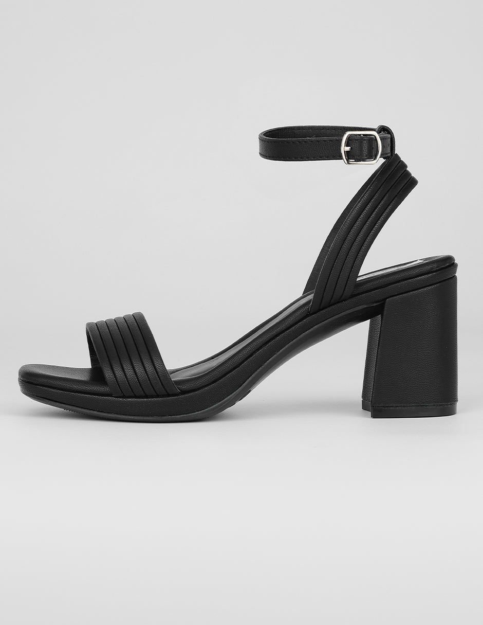 Sandalia con tacón Exterior Piel vegana Color Negro Para Mujer De RBCOLLECTION