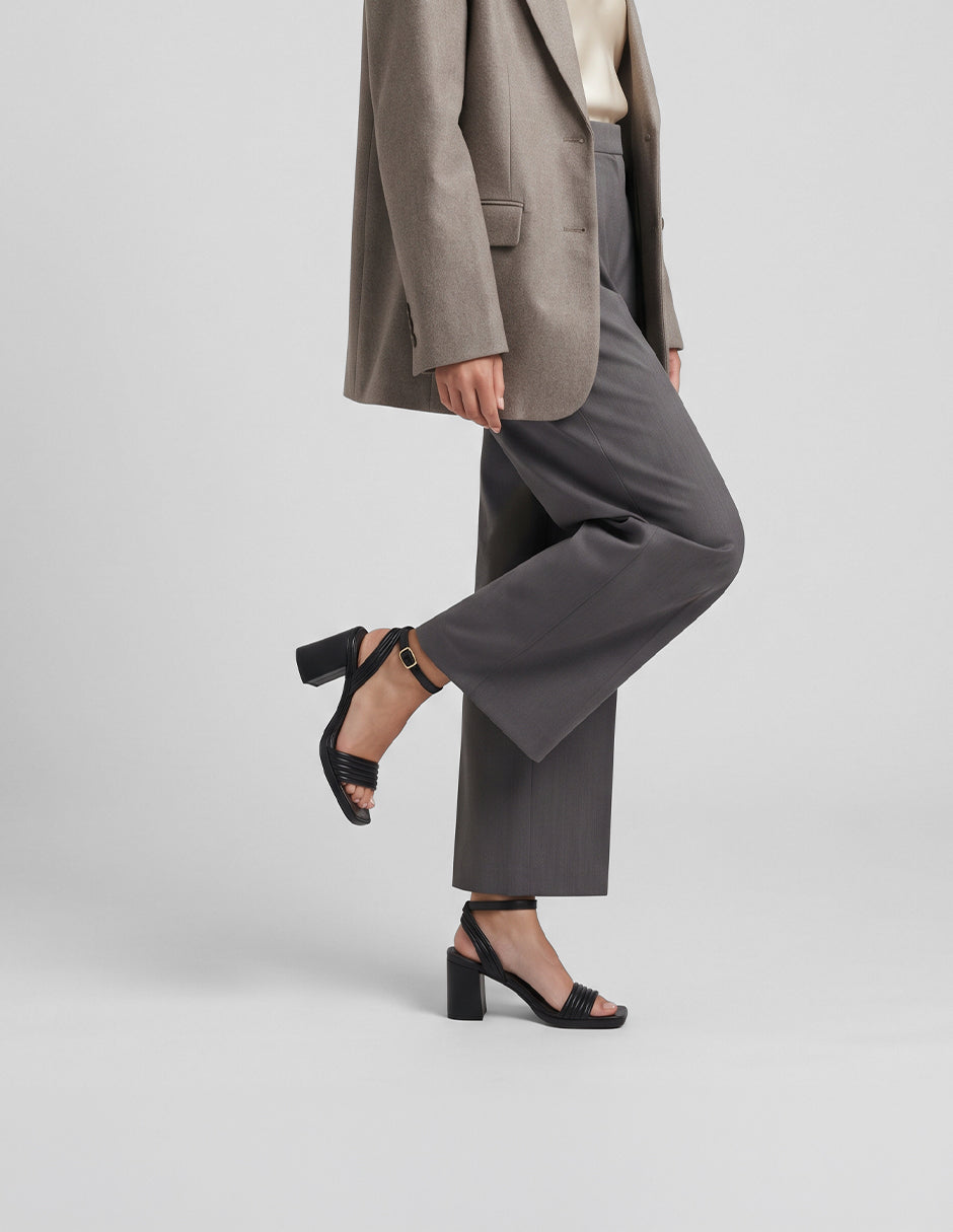Sandalia con tacón Stela en Piel vegana – Negro