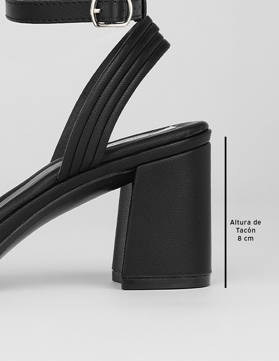 Sandalia con tacón Stela en Piel vegana – Negro
