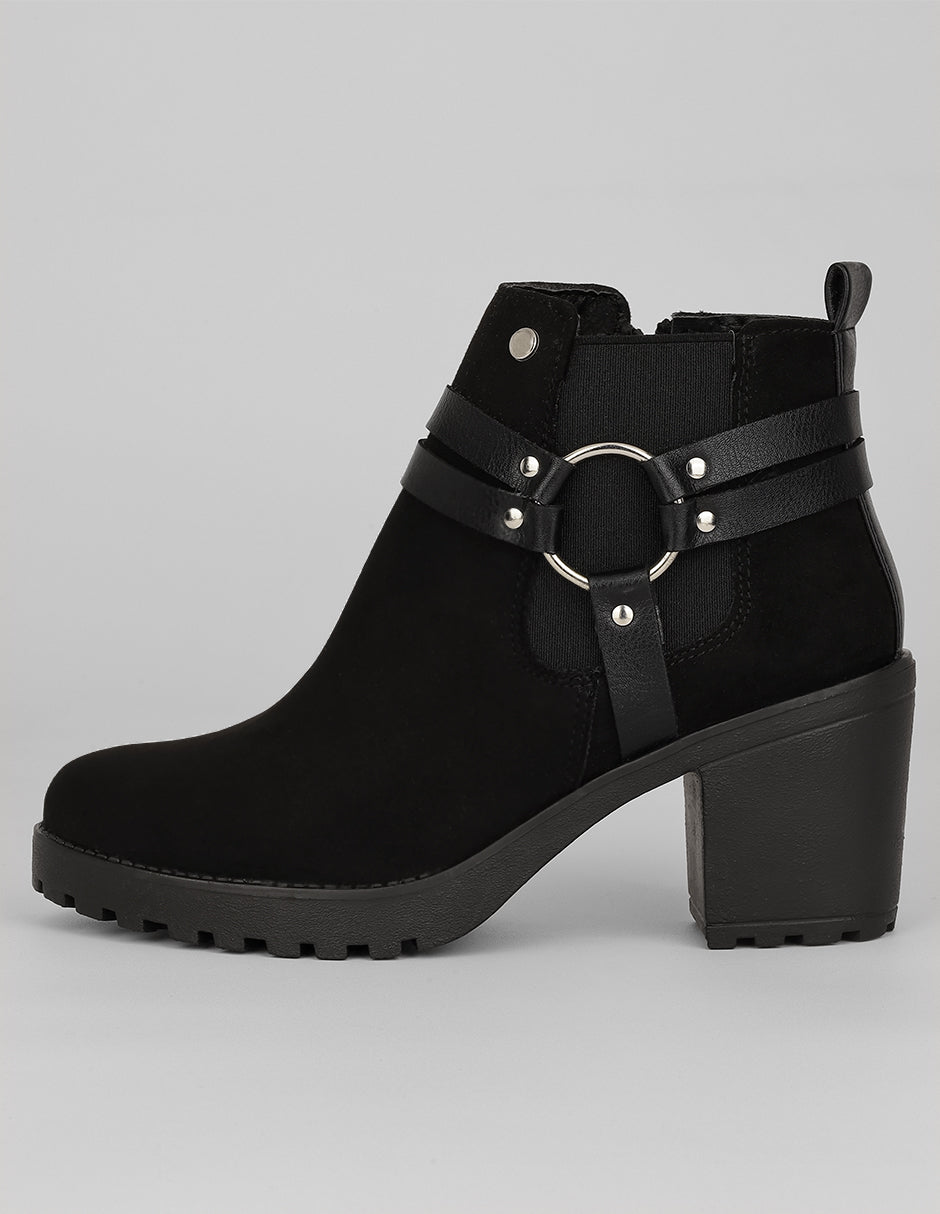 Botín con tacón Exterior Gamuza Color Negro Para Mujer De RBCOLLECTION