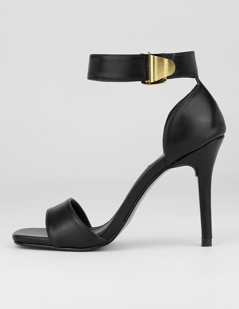 Sandalia con tacón Exterior Piel vegana Color Negro Para Mujer De RBCOLLECTION