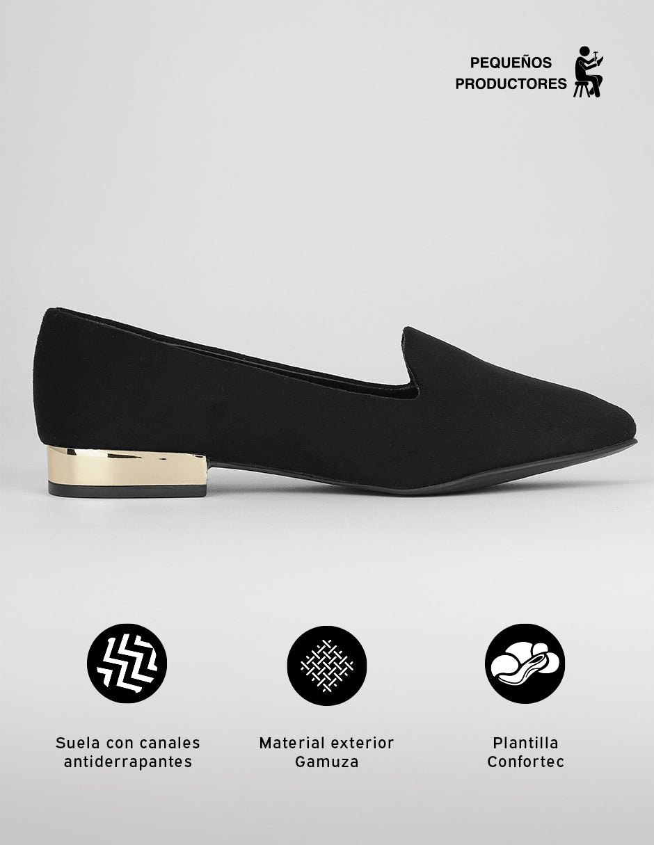 Flats clásicas Classy en Gamuza – Negro