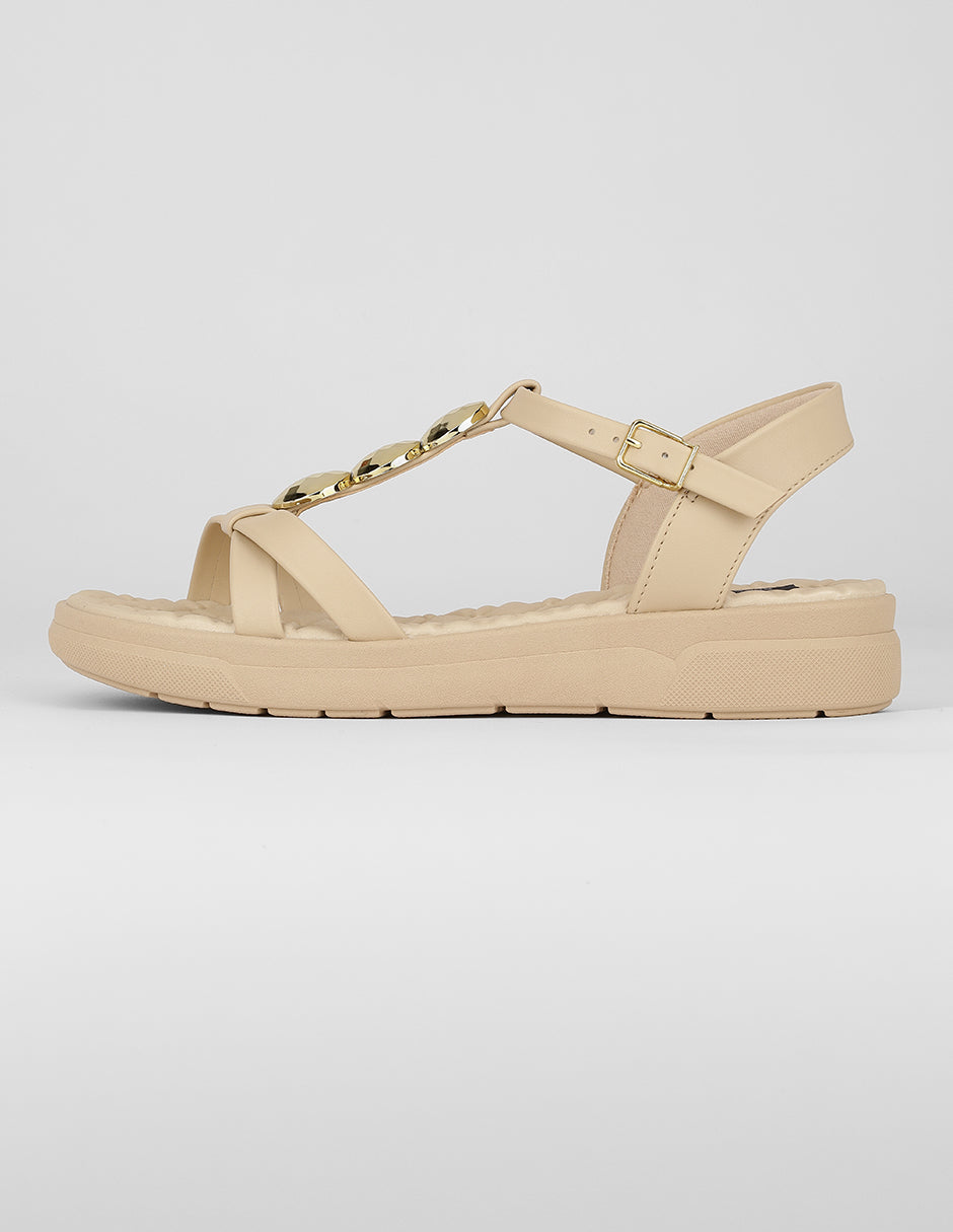 Sandalias con plataforma Exterior Piel vegana Color Beige Para Mujer De RBCOLLECTION