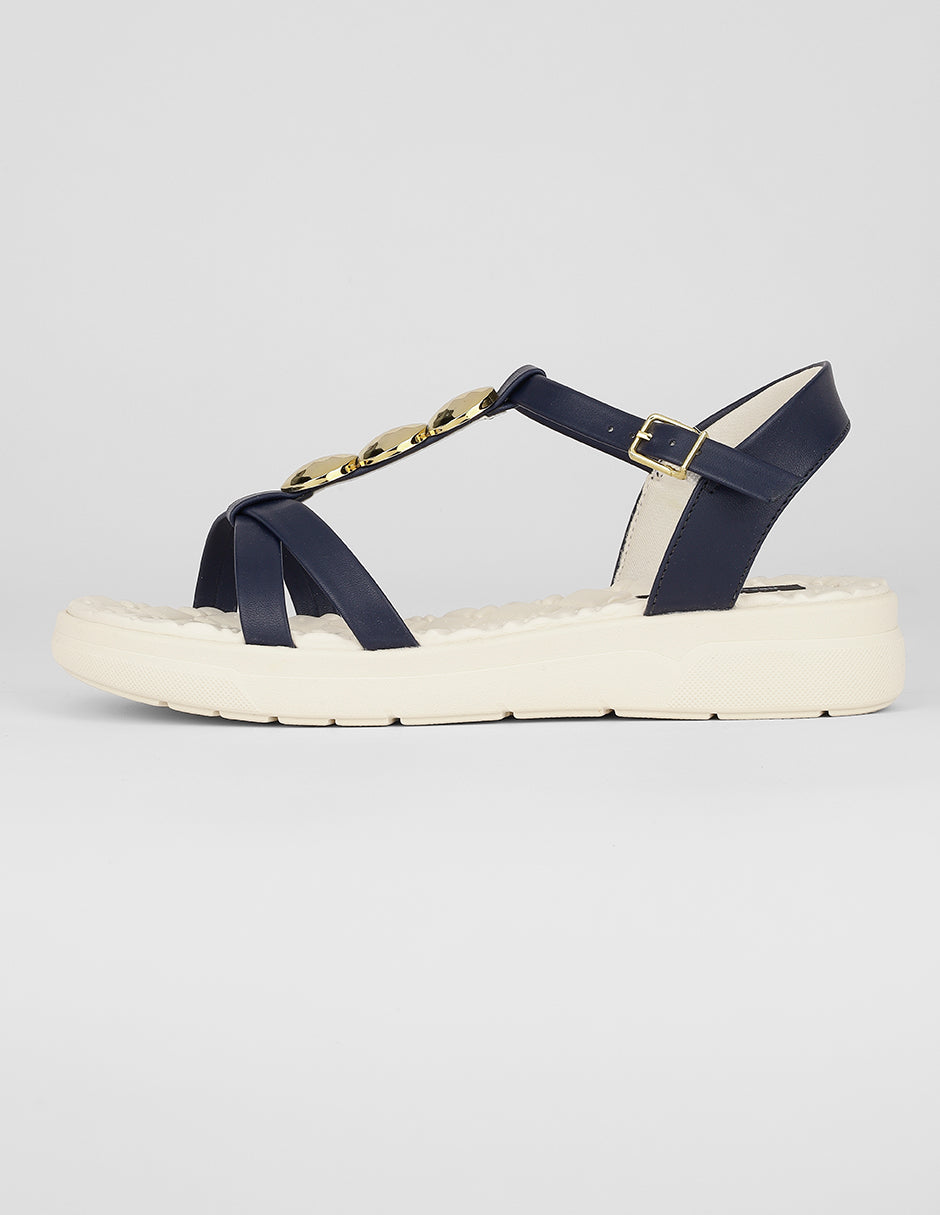 Sandalias con plataforma Exterior Piel vegana Color Marino Para Mujer De RBCOLLECTION