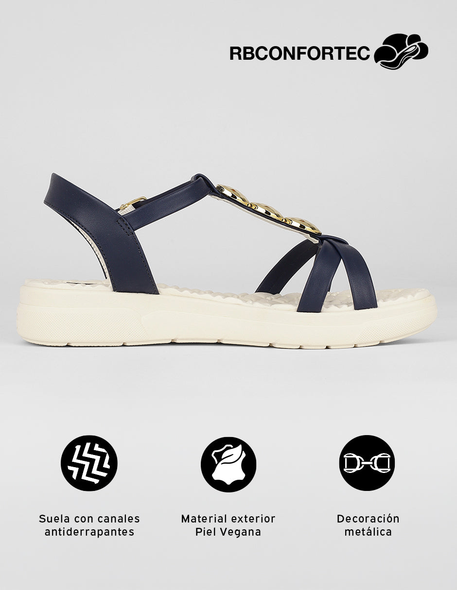 Sandalias con plataforma Birt en Piel vegana – Azul