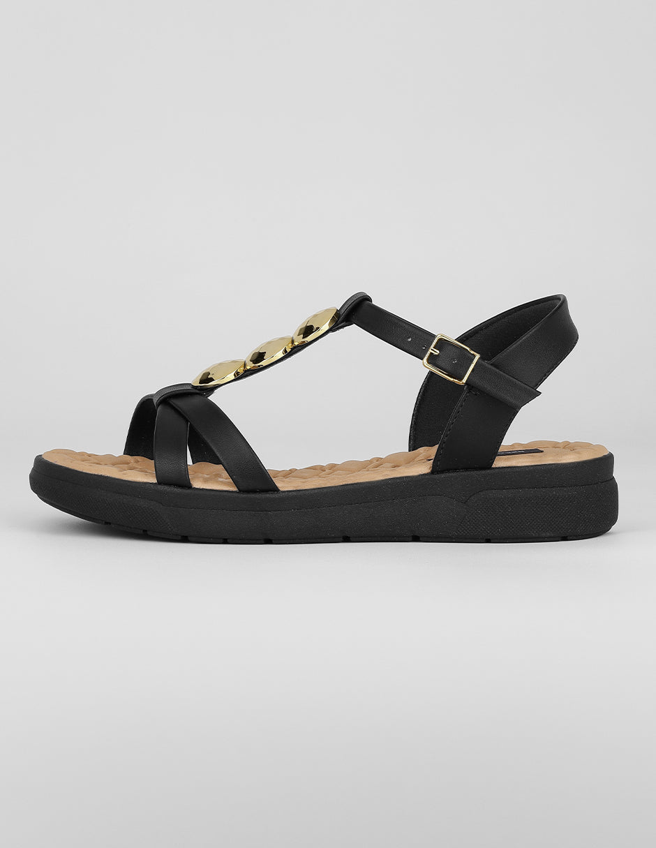 Sandalias con plataforma Exterior Piel vegana Color Negro Para Mujer De RBCOLLECTION