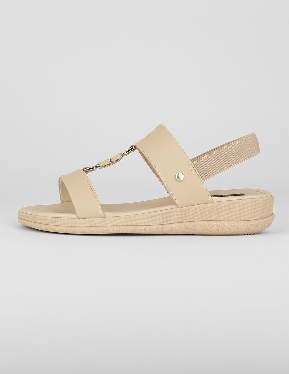 Sandalias con plataforma Exterior Piel vegana Color Beige Para Mujer De RBCOLLECTION
